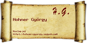 Hohner György névjegykártya